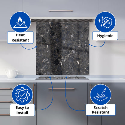 Dark Grey Quartz Effect Kitchen Splashback