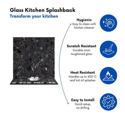 Dark Grey Quartz Effect Kitchen Splashback