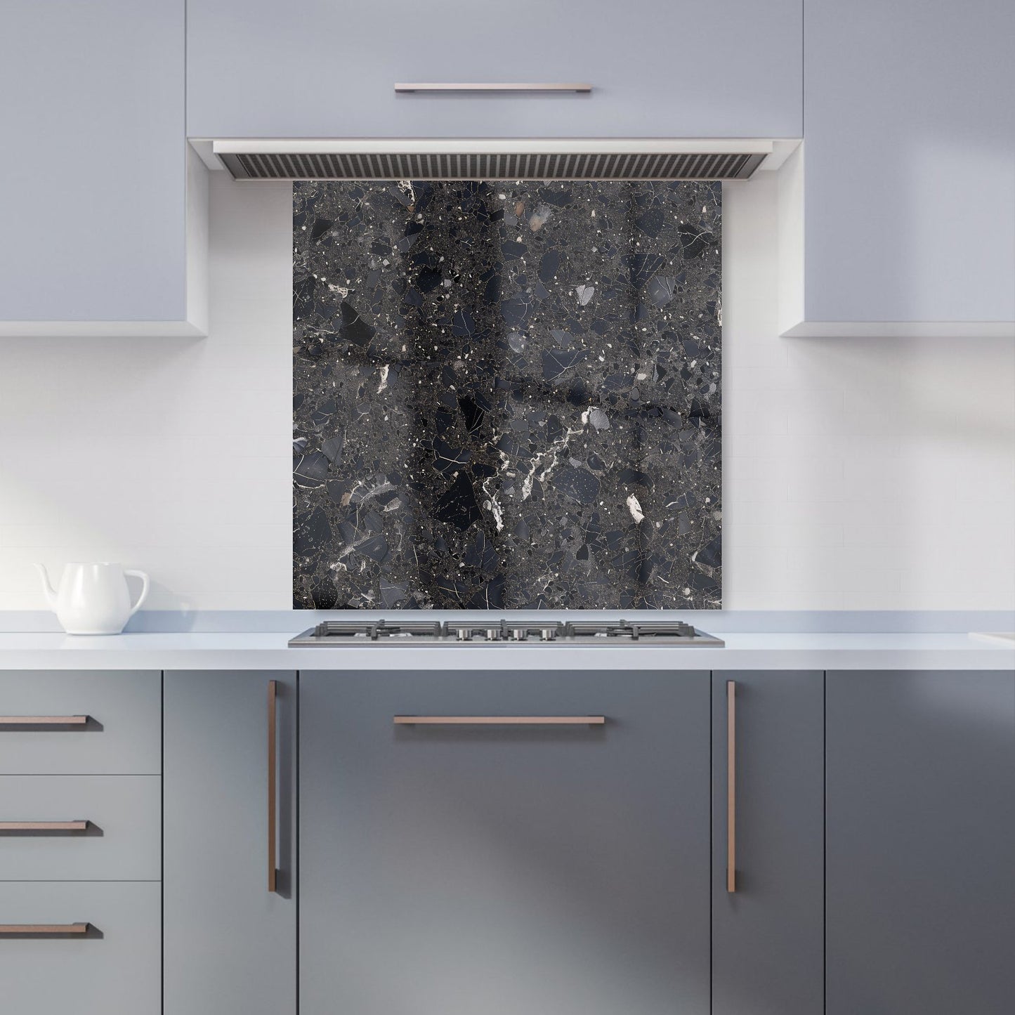 Dark Grey Quartz Effect Kitchen Splashback