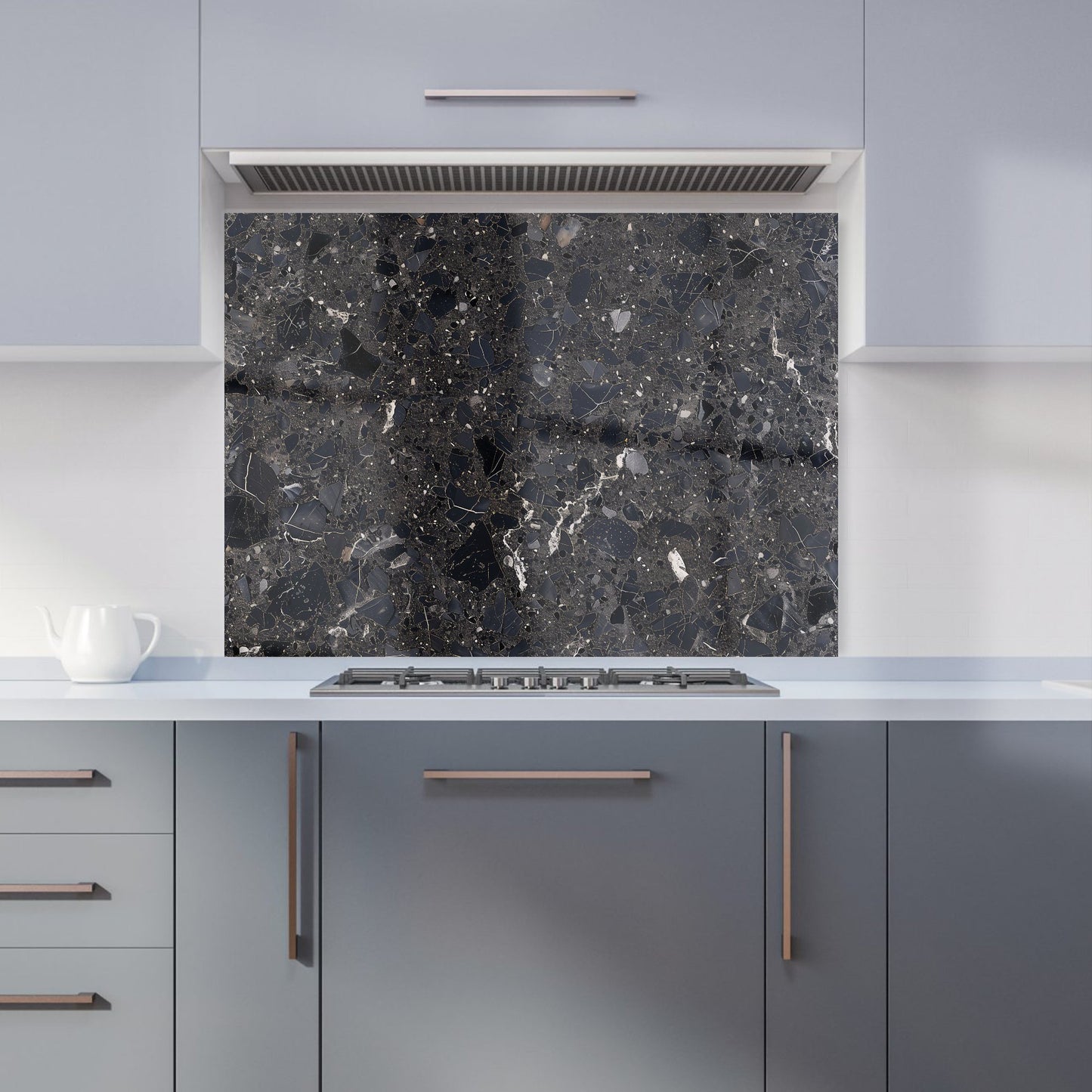 Dark Grey Quartz Effect Kitchen Splashback