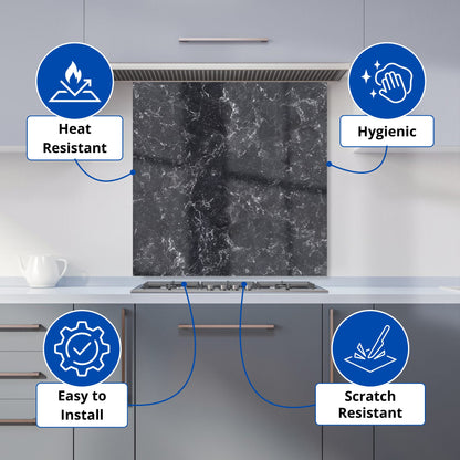 Deep Grey Quartz Effect Kitchen Splashback