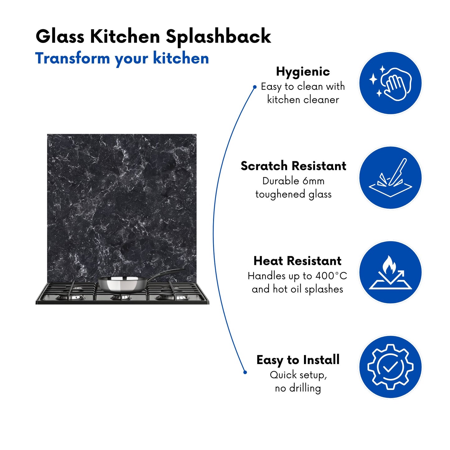 Deep Grey Quartz Effect Kitchen Splashback