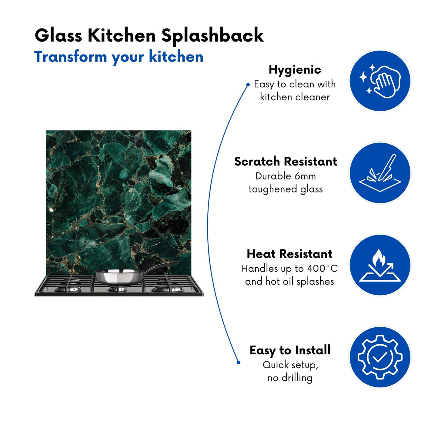 Green Quartz Effect Kitchen Splashback
