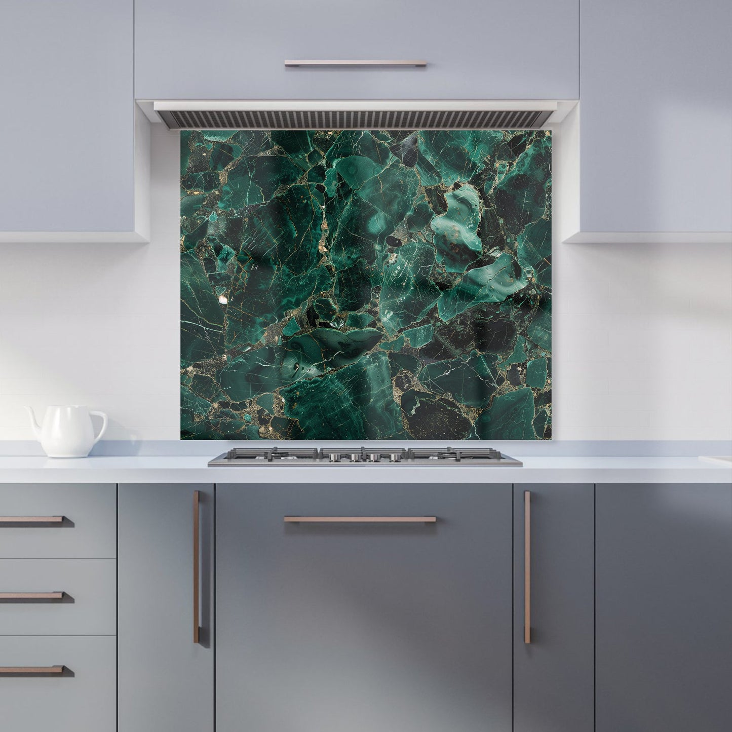 Green Quartz Effect Kitchen Splashback