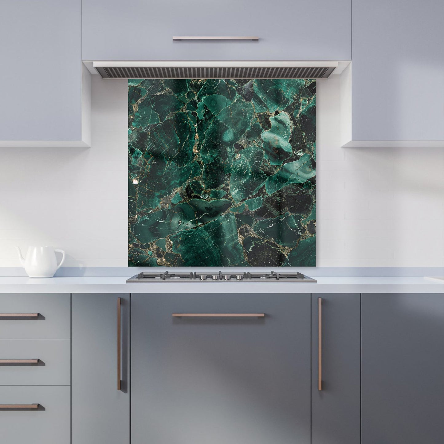 Green Quartz Effect Kitchen Splashback