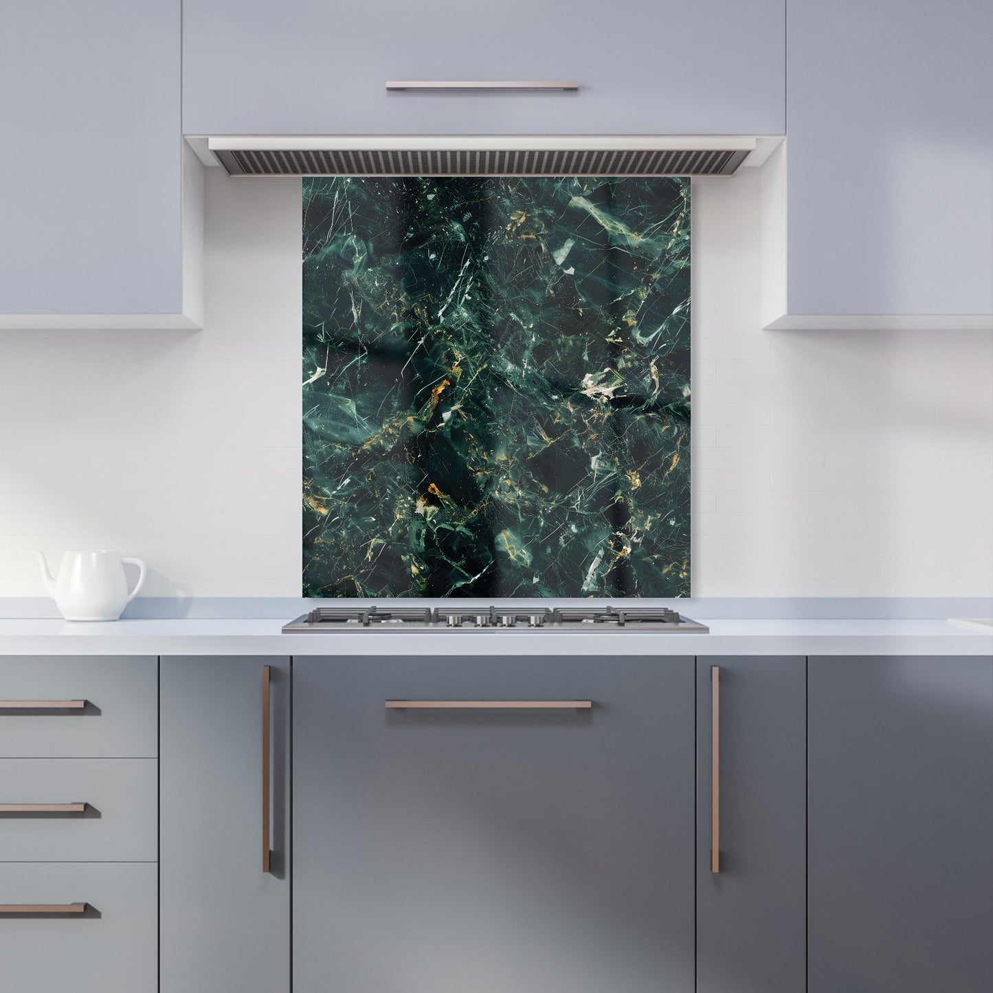 Deepest Green Quartz Effect Kitchen Splashback
