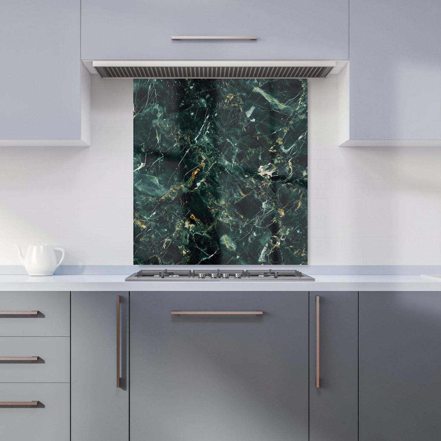 Deepest Green Quartz Effect Kitchen Splashback