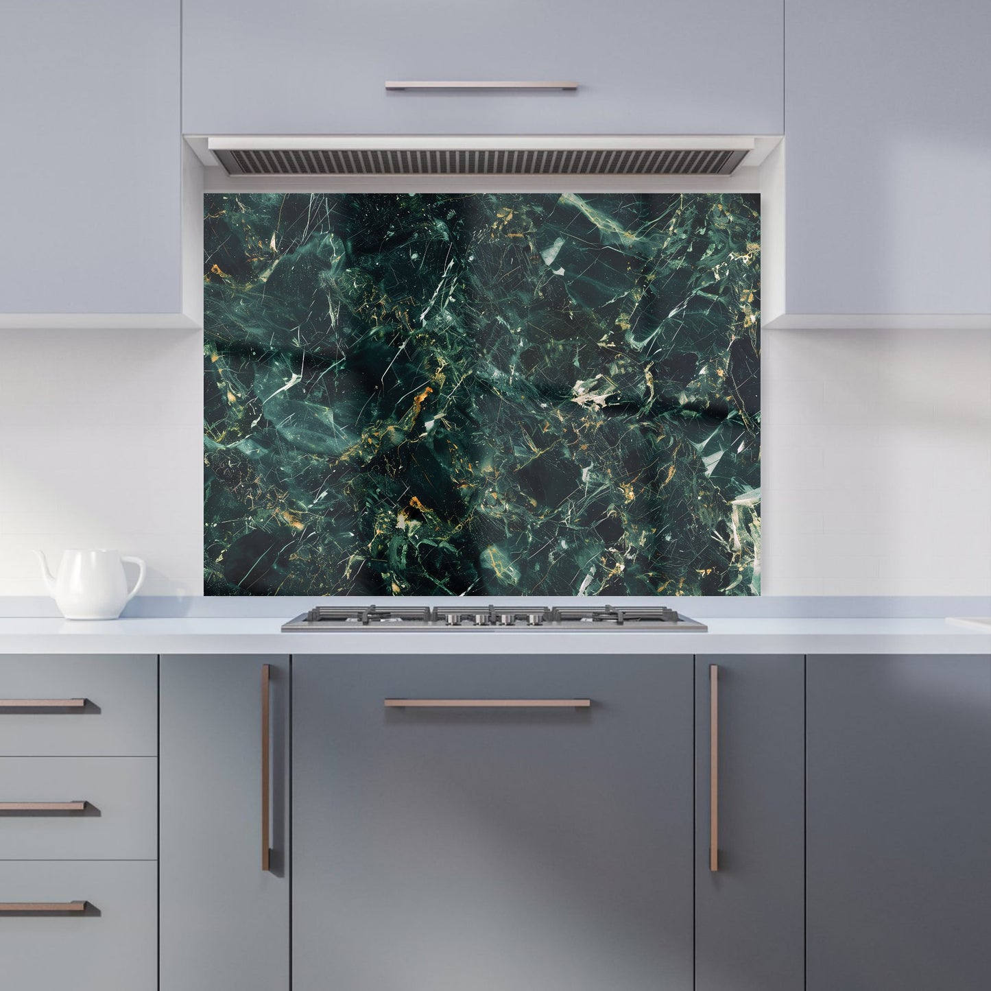 Deepest Green Quartz Effect Kitchen Splashback