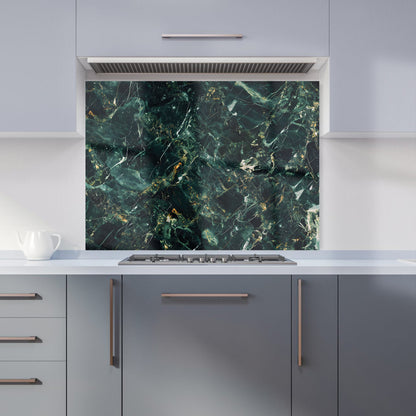 Deepest Green Quartz Effect Kitchen Splashback