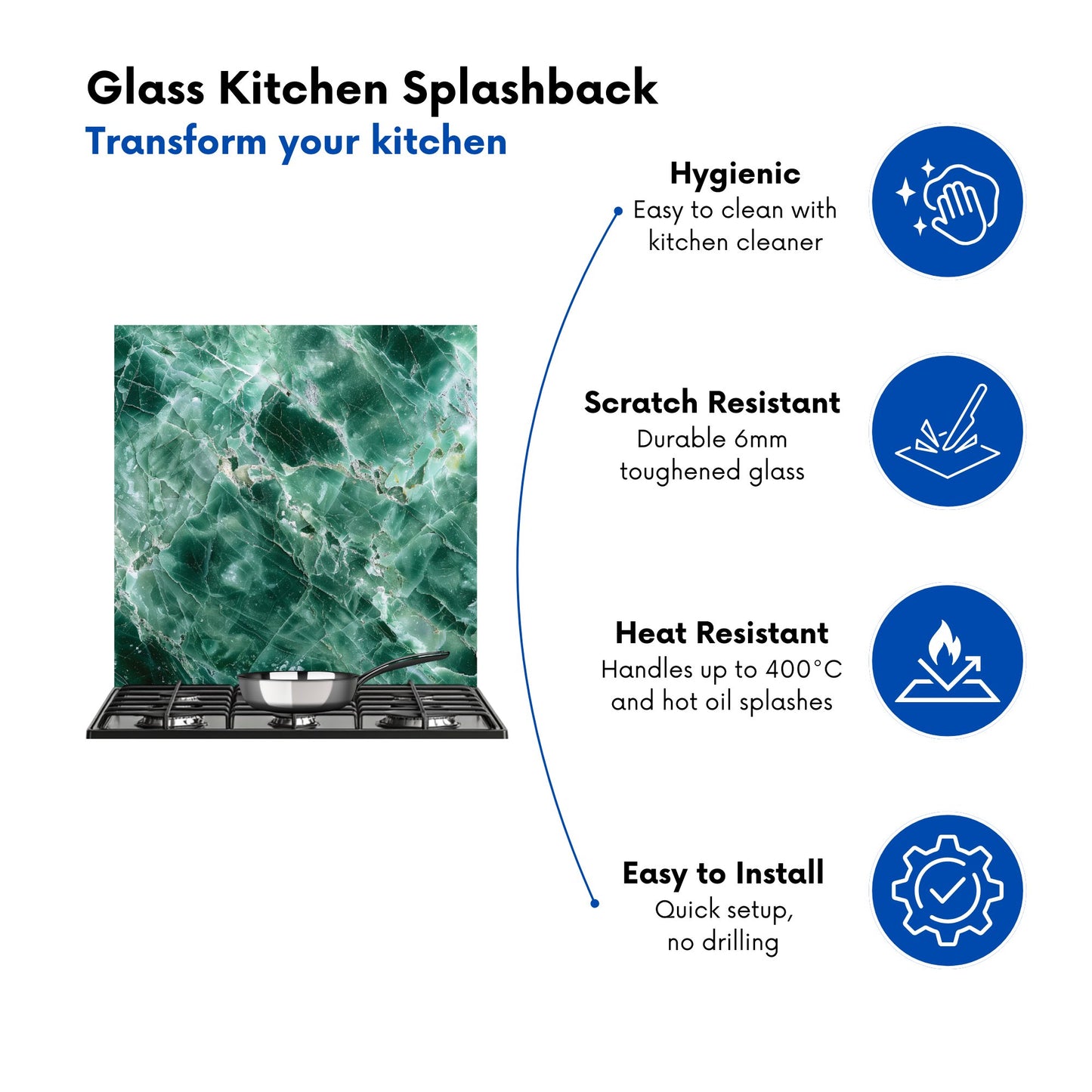 Light Green Quartz Effect Kitchen Splashback