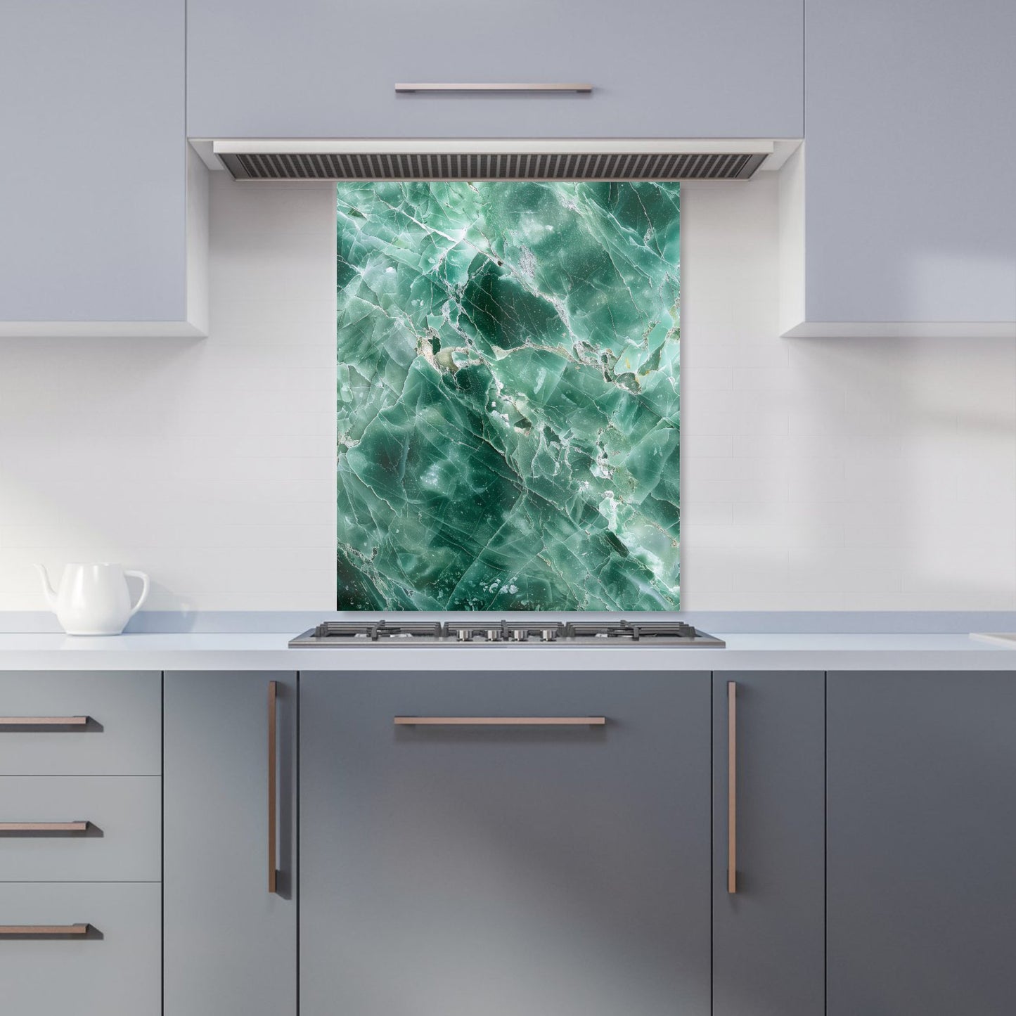 Light Green Quartz Effect Kitchen Splashback