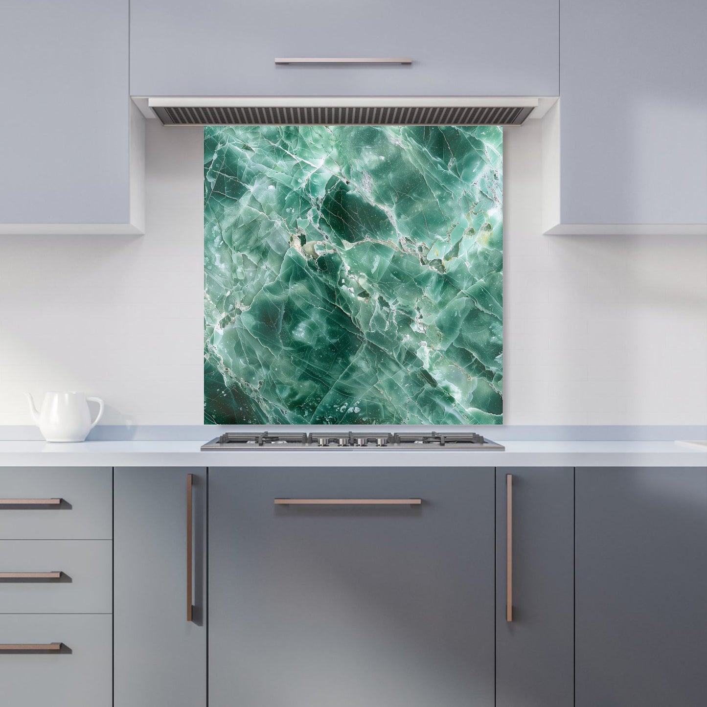 Light Green Quartz Effect Kitchen Splashback