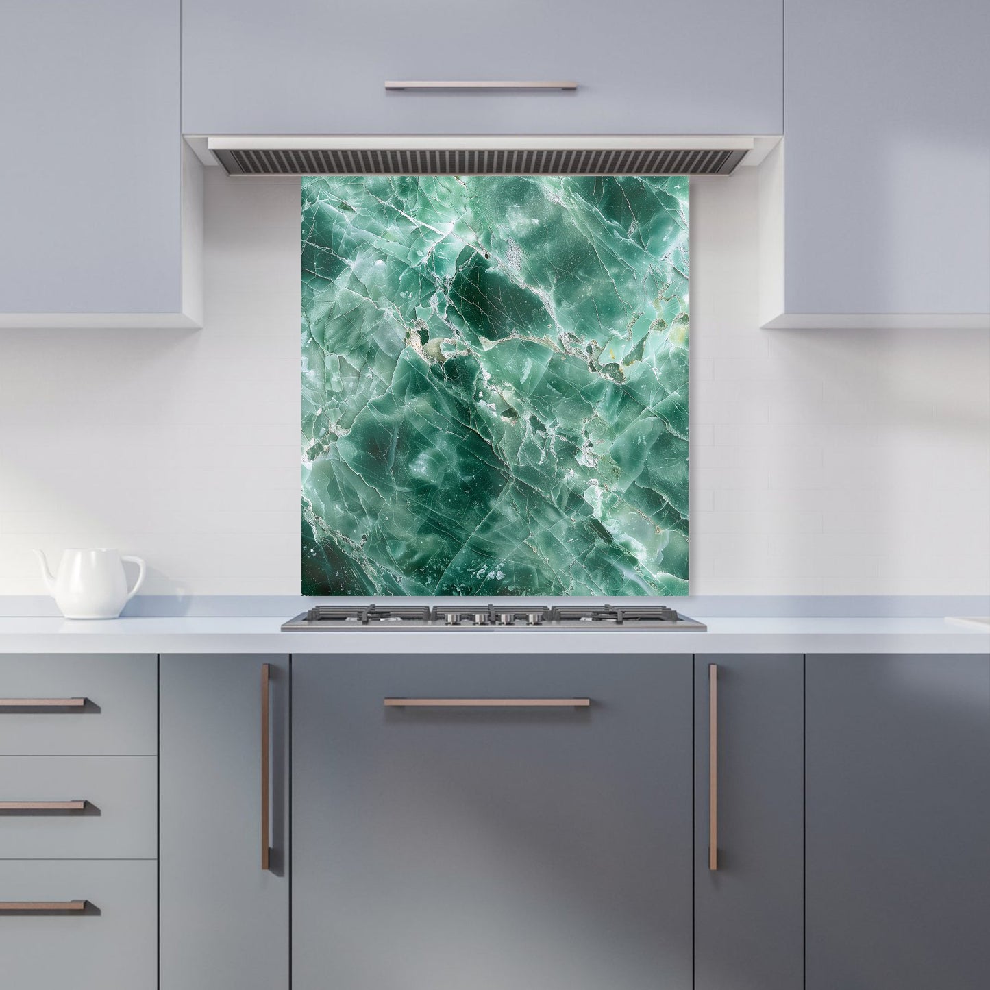 Light Green Quartz Effect Kitchen Splashback