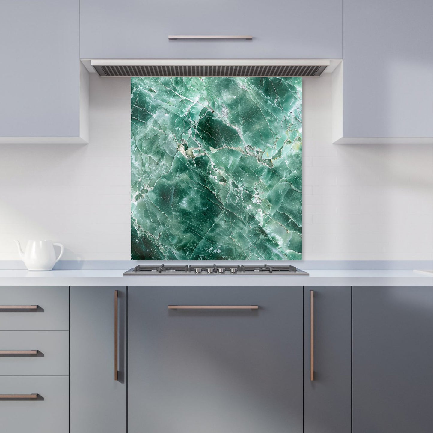 Light Green Quartz Effect Kitchen Splashback