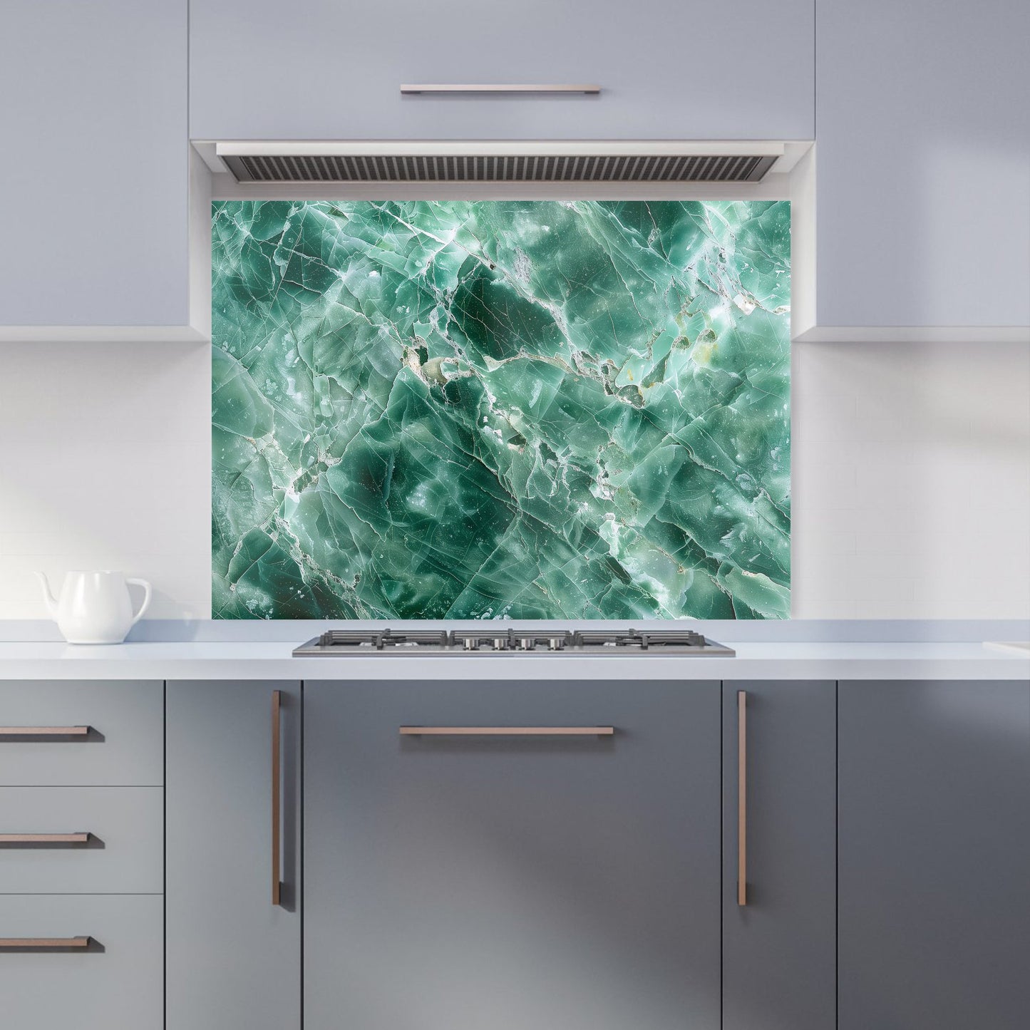 Light Green Quartz Effect Kitchen Splashback