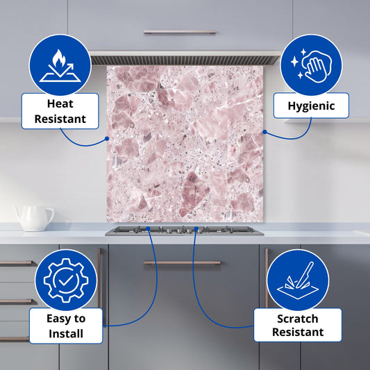Dusty Pink Quartz Effect Kitchen Splashback