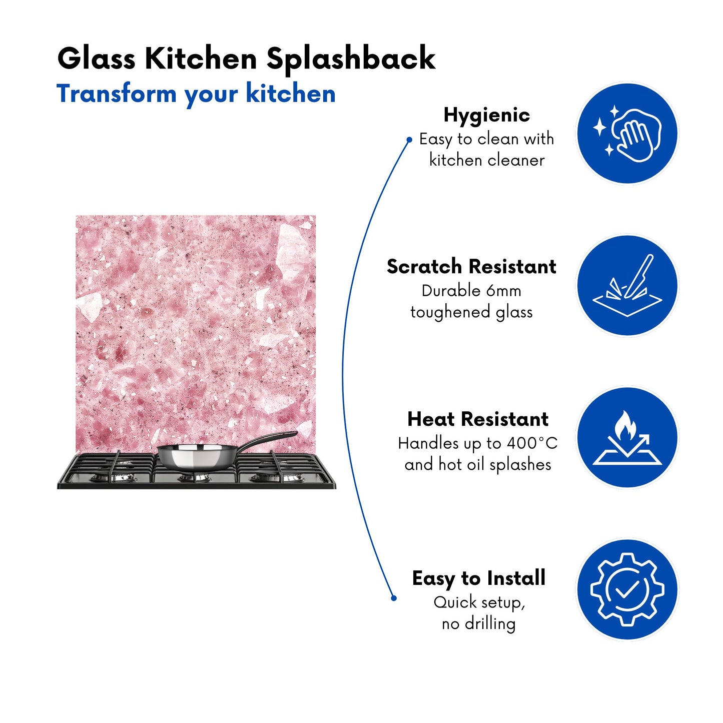Pink Quartz Effect Kitchen Splashback