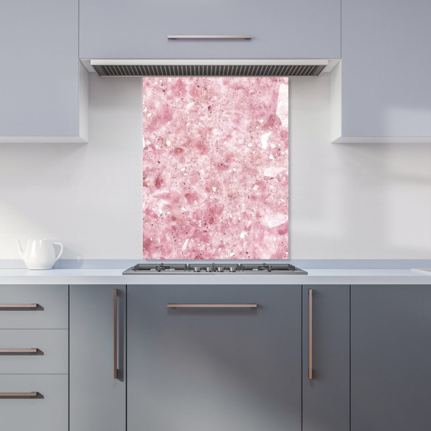 Pink Quartz Effect Kitchen Splashback