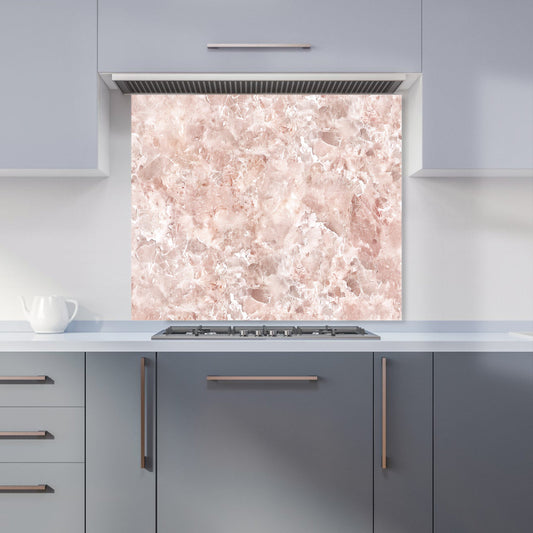 Polished Pale Pink Quartz Effect Kitchen Splashback