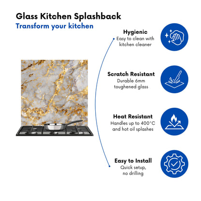 Gold Quartz Effect Kitchen Splashback