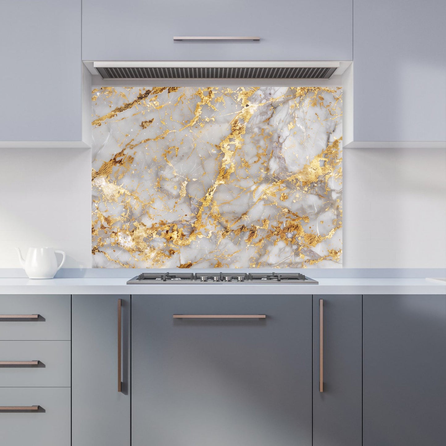 Gold Quartz Effect Kitchen Splashback