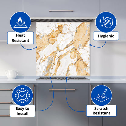 White And Gold Quartz Effect Kitchen Splashback