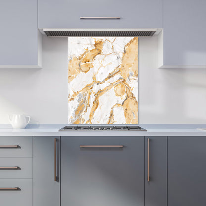 White And Gold Quartz Effect Kitchen Splashback