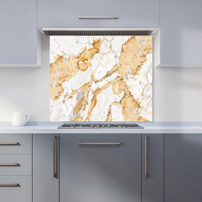 White And Gold Quartz Effect Kitchen Splashback