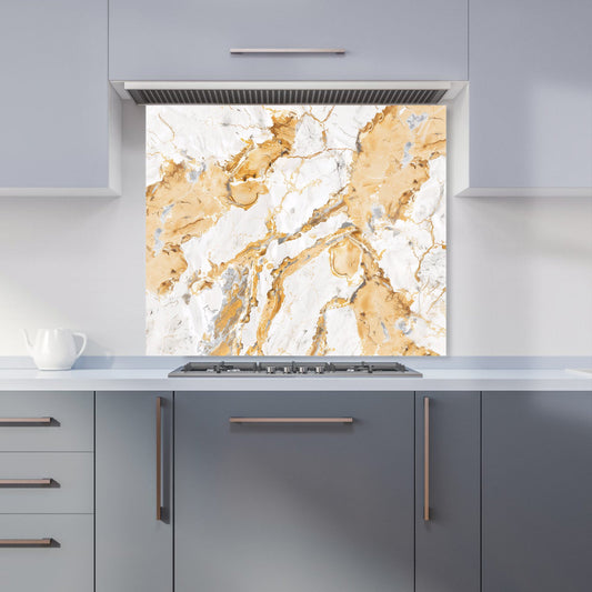 White And Gold Quartz Effect Kitchen Splashback