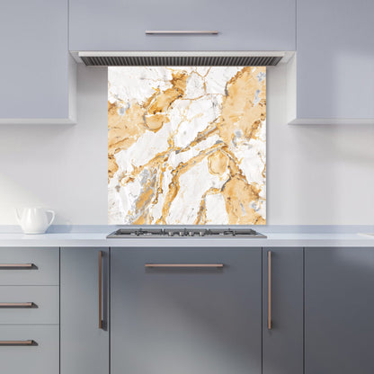 White And Gold Quartz Effect Kitchen Splashback