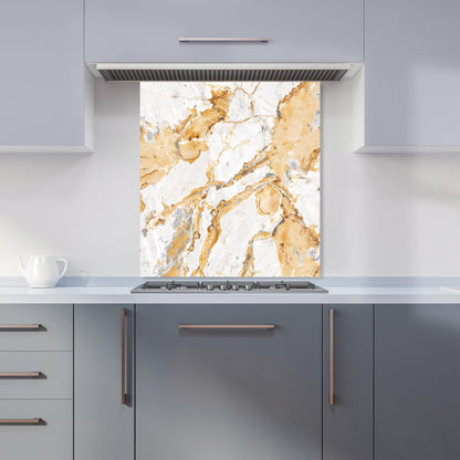 White And Gold Quartz Effect Kitchen Splashback