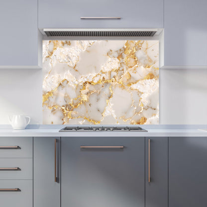 Gold And White Quartz Effect Kitchen Splashback