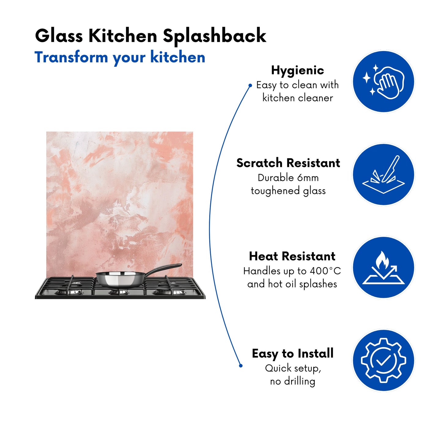 Minimalistic Pink Grunge Effect Kitchen Splashback