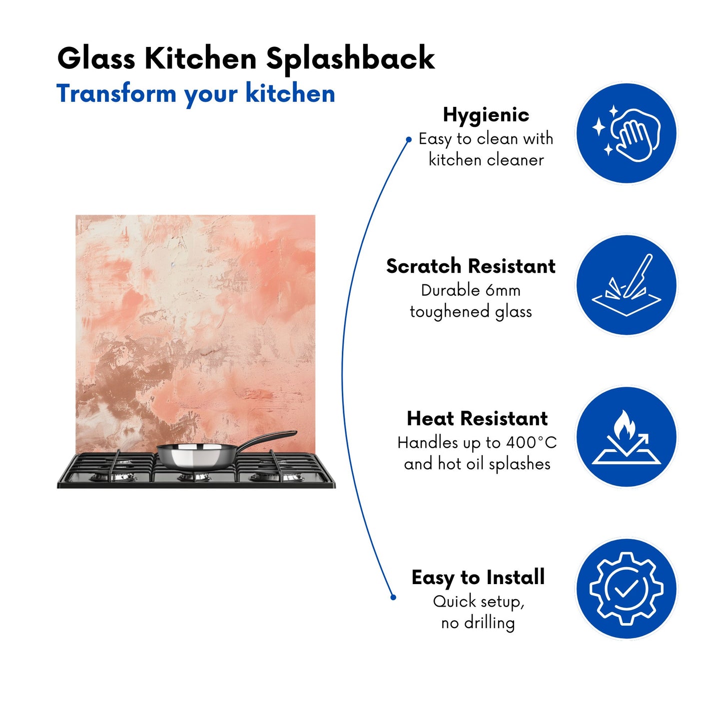 Hapless Pink Grunge Effect Kitchen Splashback