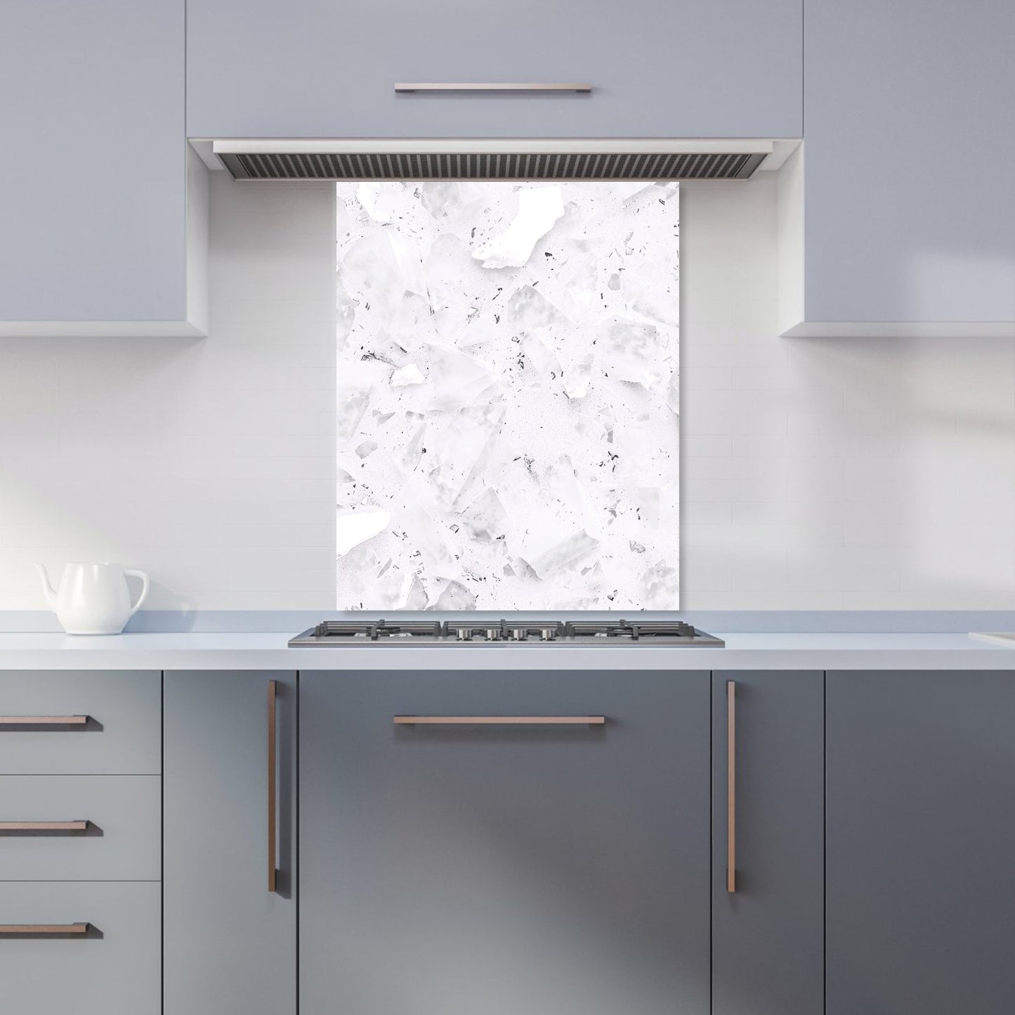 Ice White Quartz Effect Kitchen Splashback