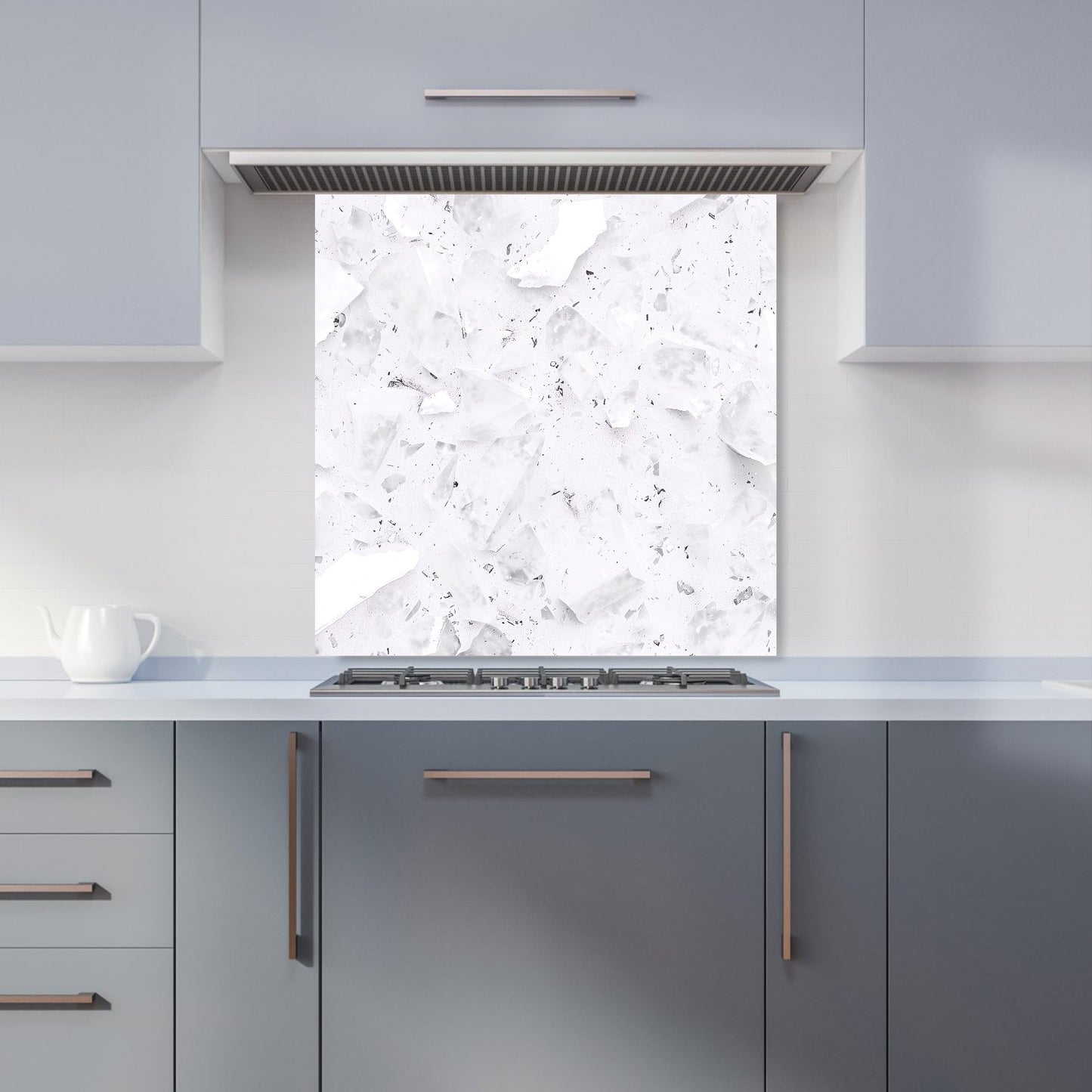 Ice White Quartz Effect Kitchen Splashback