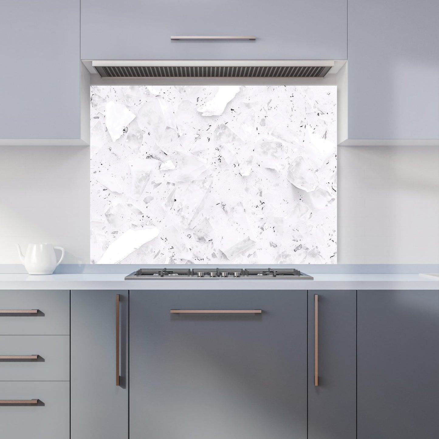 Ice White Quartz Effect Kitchen Splashback