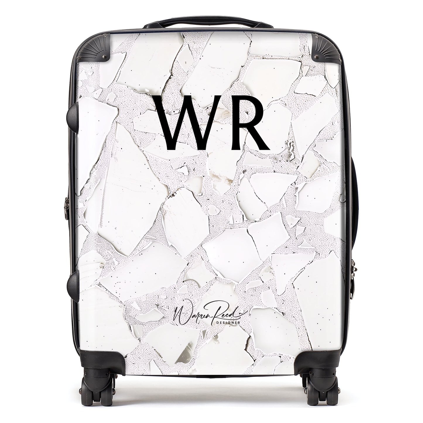 WR01095 Personalised Chunky White Quartz Effect Initial Suitcase