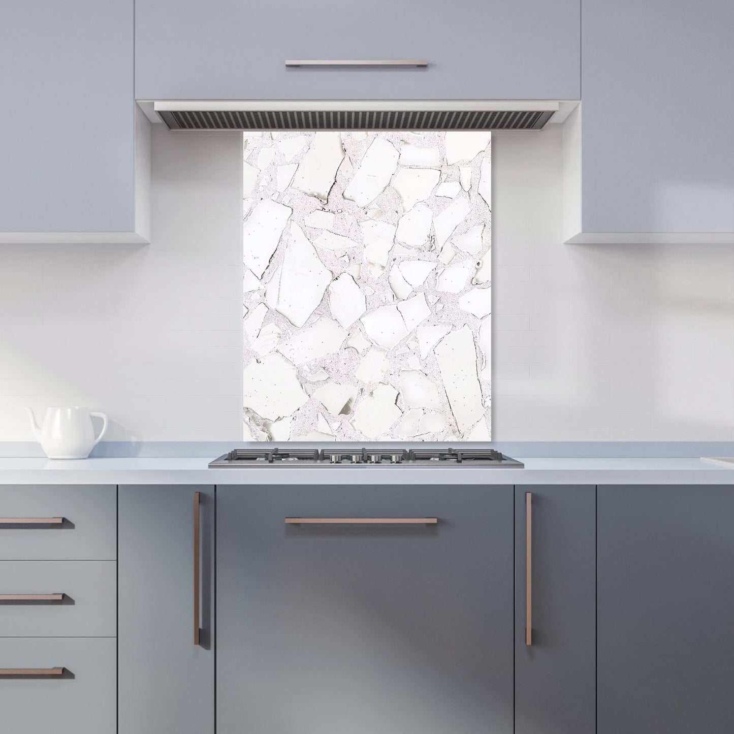 Chunky White Quartz Effect Kitchen Splashback