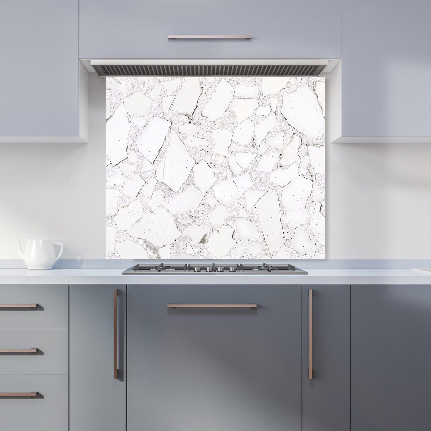 Chunky White Quartz Effect Kitchen Splashback