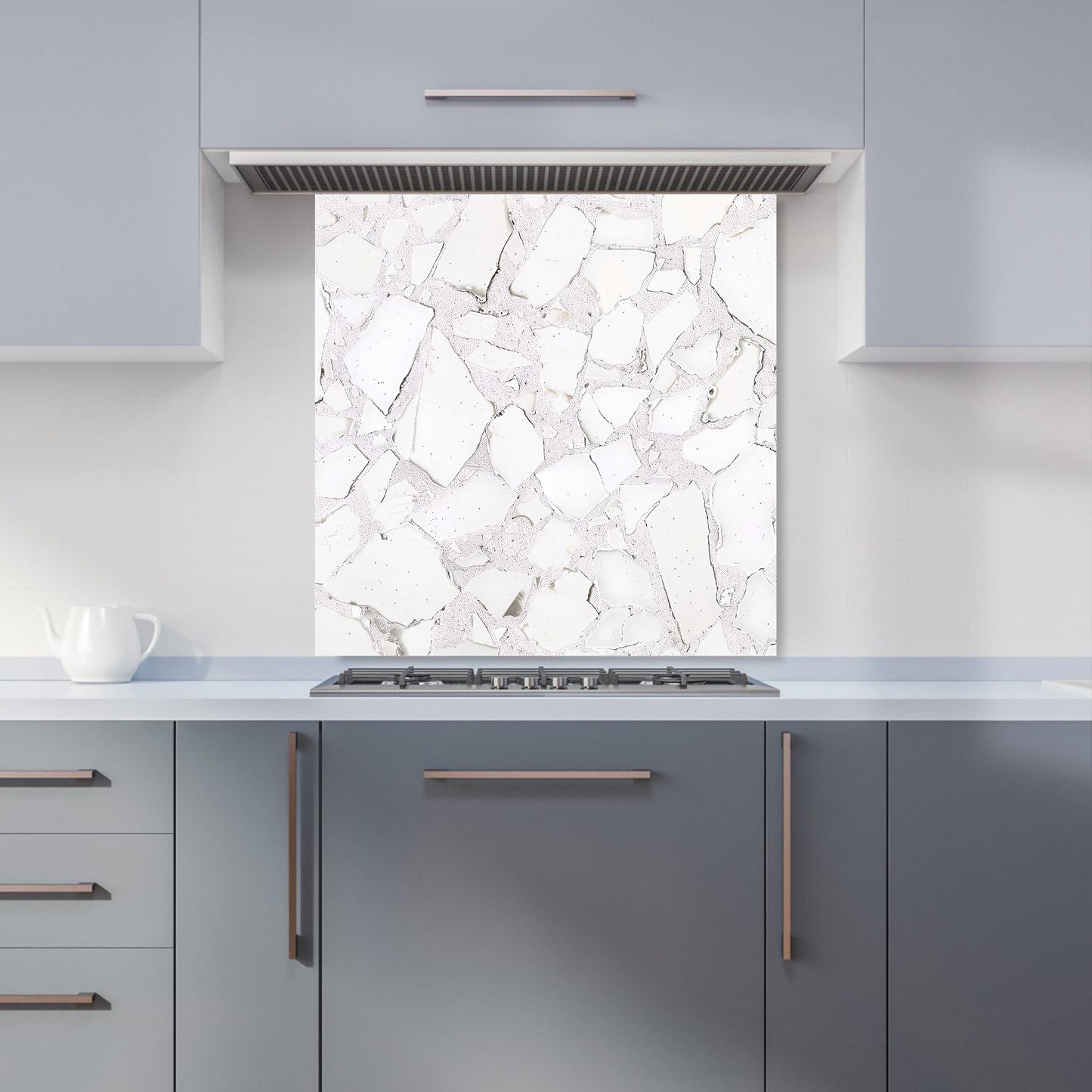 Chunky White Quartz Effect Kitchen Splashback