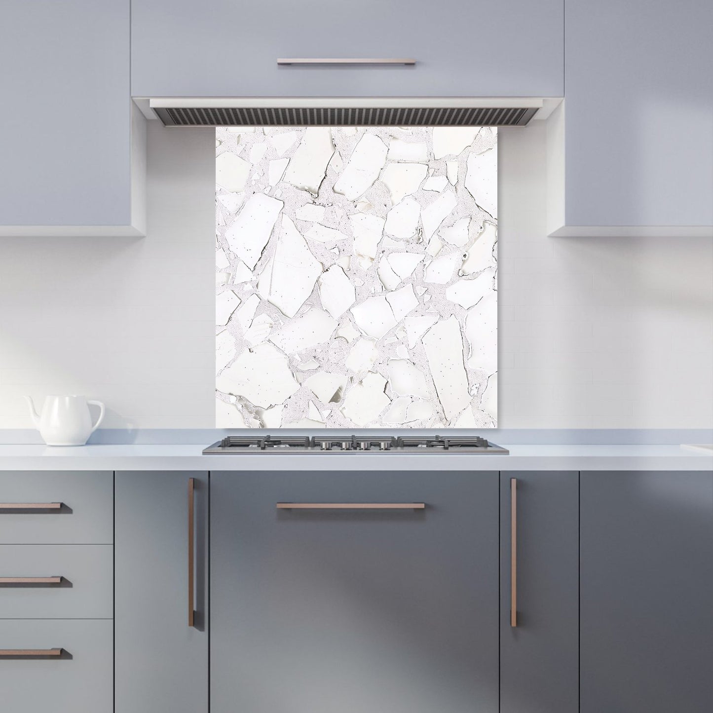 Chunky White Quartz Effect Kitchen Splashback