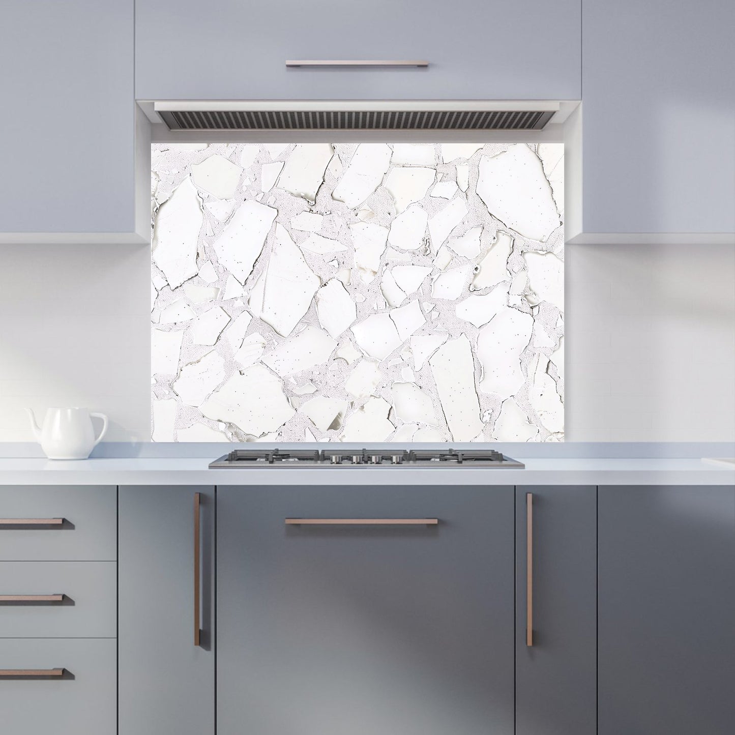 Chunky White Quartz Effect Kitchen Splashback