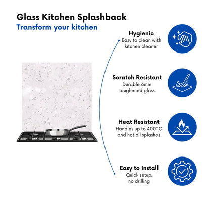Icy White Quartz Effect Kitchen Splashback