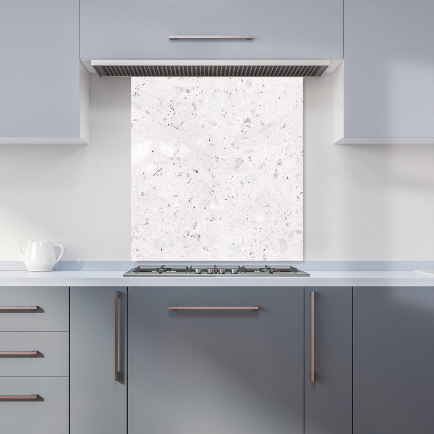 Icy White Quartz Effect Kitchen Splashback