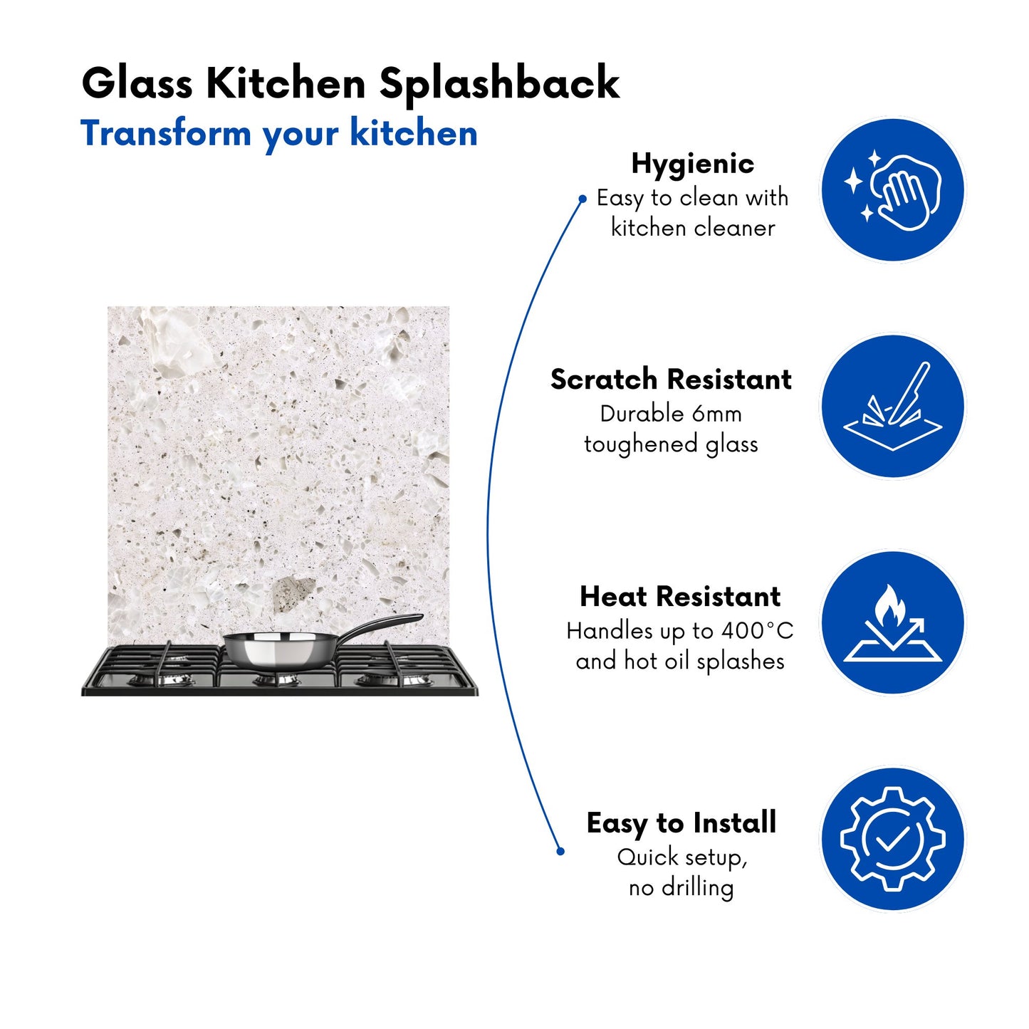 Off Grey Quartz Effect Kitchen Splashback