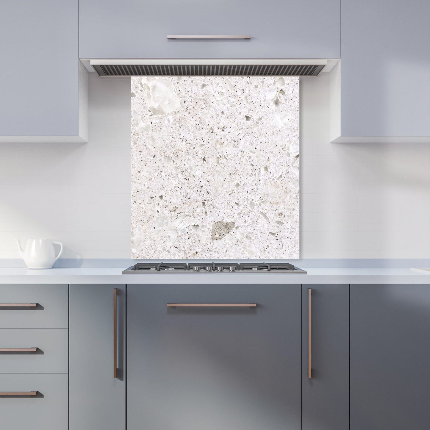 Off Grey Quartz Effect Kitchen Splashback