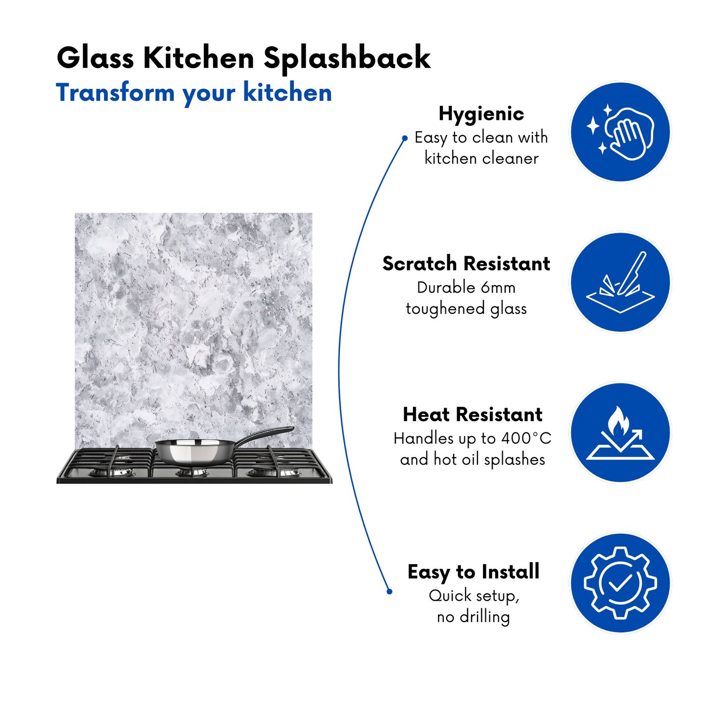 Grey Quartz Effect Kitchen Splashback