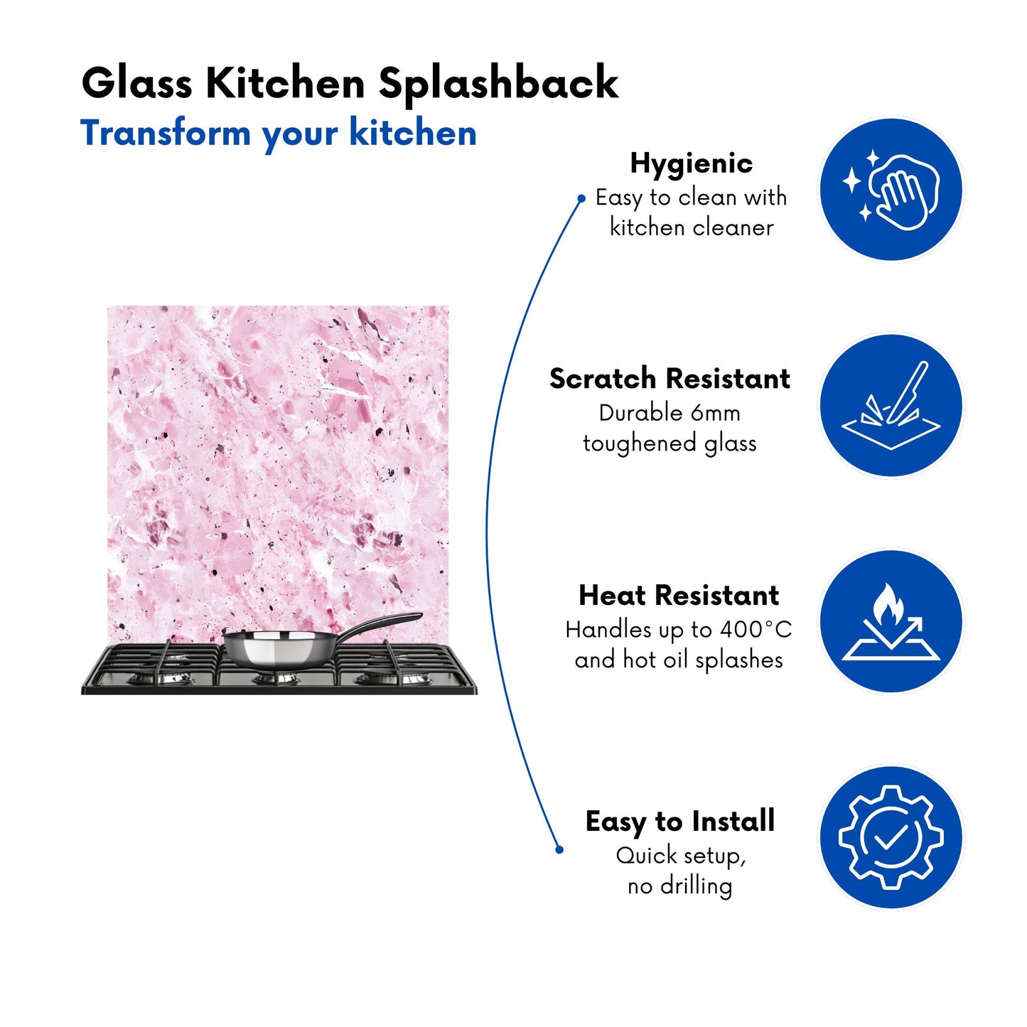 Plush Pink Quartz Effect Kitchen Splashback