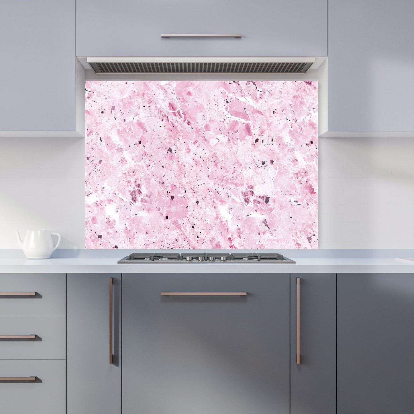 Plush Pink Quartz Effect Kitchen Splashback